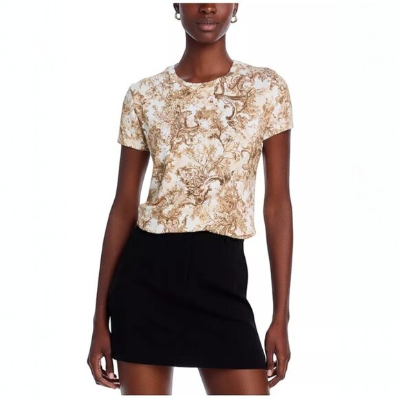 NEW L'AGENCE ressi short sleeve tee in Brown Panther Toile Size XXS - Picture 1 of 5